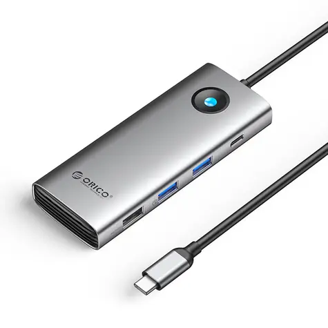 Orico USB-C hub 8v1 / USB-C hub / 2x USB-A 3.0 / USB-C PD 100W / HDMI 4K 60Hz / VGA 1080P 60Hz / RJ45 Gigabit