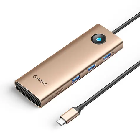 Orico USB-C Hub 9v1 / Dokovací stanice / 3x USB-A 3.0 / USB-C PD 100W / HDMI 4K 60Hz / RJ45 Gigabit Ethernet