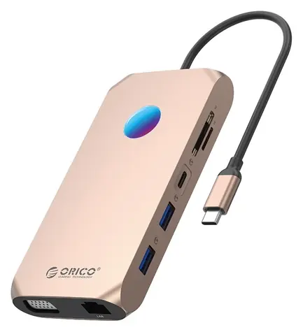 Orico USB-C hub 12v1 RGB (ORICO-XCR-X2-RG-BP) / Dokovací stanice / USB-C PD 100W / 3x USB-A 3.1 / HDMI 4K 30Hz / VGA