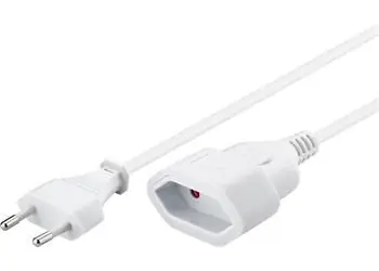 PremiumCord Kabel síťový prodlužovací dvojvidlice 3m bílý / Prodlužovací kabel / 230V / max. 2,5A