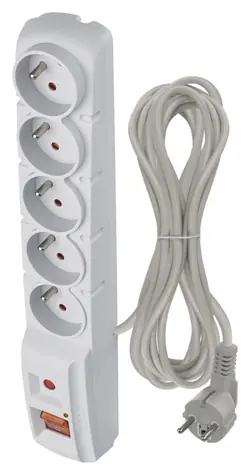 EMOS Přepěťová ochrana 5x zásuvka šedá / Přepěťová ochrana / 5 m / 2300 W / Vypínač napájení
