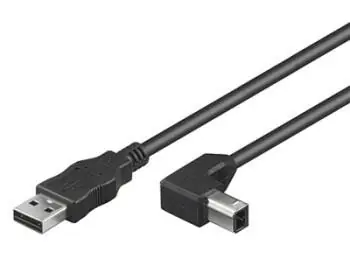PremiumCord Kabel USB 2.0 A-B 90° černá / Kabel / USB 2.0 / 1 m