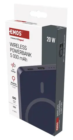 EMOS WI 522 modrá / Powerbanka / PD 20W / 5000mAh / USB-C