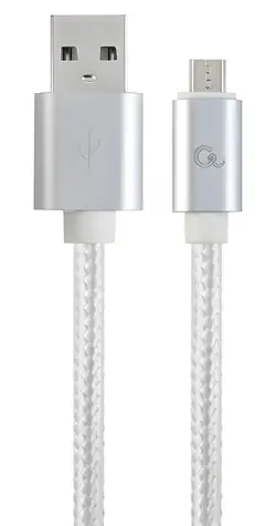 Cablexpert USB-A - Micro-USB stříbrná / USB kabel / opletený / 1,8 m