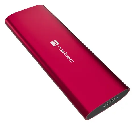 Natec RHINO M.2 NVMe Lite rubínově červená / Externí box pro SSD / M.2 NVMe / Hliníkové tělo / USB-C / 10 Gbps
