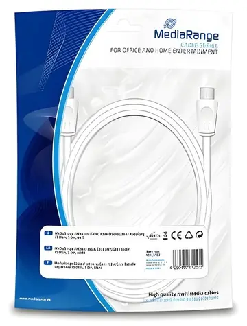 MediaRange MRCS163 bílá / Anténní kabel / konektor - zásuvka / 3 m / 75 Ohm