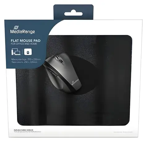 MediaRange podložka pod myš 250x220 mm černá / Podložka pod myš / tloušťka 3 mm / protiskluzový podklad