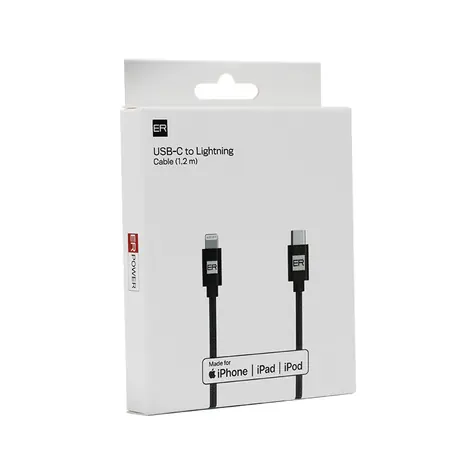 ER POWER kabel USB-C na Lightning černá / Datový kabel / 1,2 m / MFi certifikace