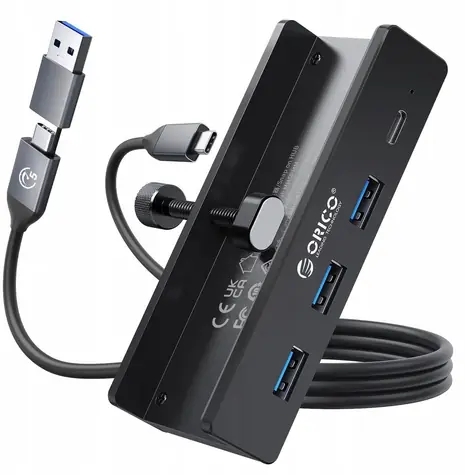 Orico USB-C Hub černý / Hub USB / 5Gbps / 3x USB-A / 15W / šroubovací