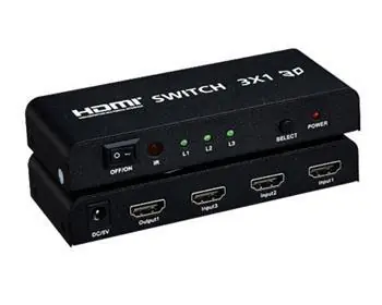 PremiumCord HDMI switch 3:1 černá / HDMI přepínač / kovový / dálkové ovládání / HDMI 1.4