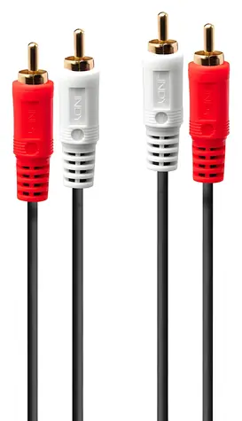 Lindy Audio kabel 2x RCA (M) - 2x RCA (M) 1 m černá / Audio kabel / Stereo / Pozlacené konektory