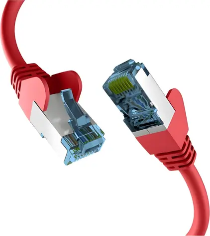 EFB S/FTP Cat7 0,25 m červená / Patch kabel / RJ45-RJ45 / LSZH / 600 MHz