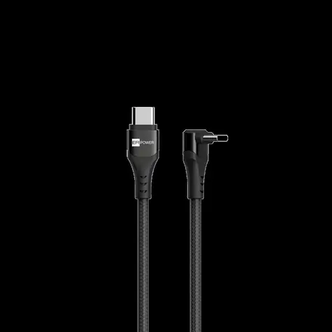 ER POWER Cobra USB-C/USB-C kabel černá / Kabel / PD 100W / úhlový konektor 90° / nylonový opletenec