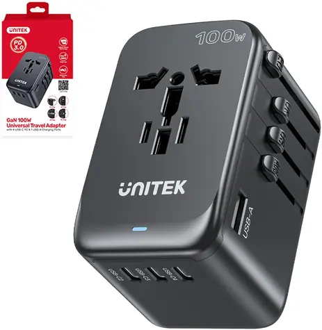 Unitek Cestovní nabíječka EU/US/UK/AUS / Nabíječka / PD 100W