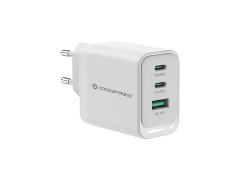 Conceptronic ALTHEA21W65 bílá / USB nabíjecí adaptér / 2x USB-C / 1x USB-A / 65 W / GaN / PD 3.0, PPS