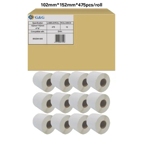 G&G 800294-605 / Etikety / termotransferové / 102x152mm / perforované / 12 rolí × 475ks