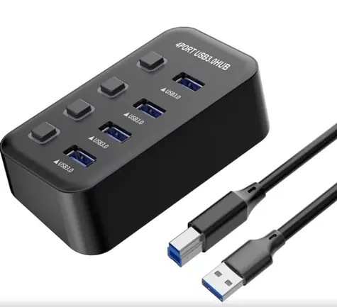 PremiumCord USB 3.2 Superspeed HUB 4-portový / Hub / USB 3.2 Gen 1 / 5 Gbps / vypínače portů