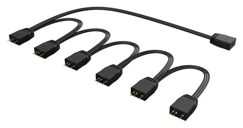 Akasa AK-CBLD13-85BK / RGB LED rozbočovač / 3-pin / 1 vstup na 6 výstupů / 85 cm