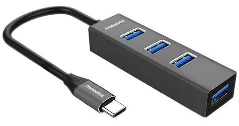 PremiumCord USB-C hub na 4x USB-A šedá / USB hub / USB 3.2 Gen 1 / 5 Gbps