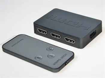 PremiumCord HDMI switch 3:1 černá / HDMI přepínač / plastový / dálkové ovládání / HDMI 1.4 / Full HD 1080p