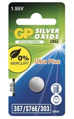 GP 357F1 Ultra Plus / Knoflíková baterie / 1,55 V / 165 mAh / SR44, AG13
