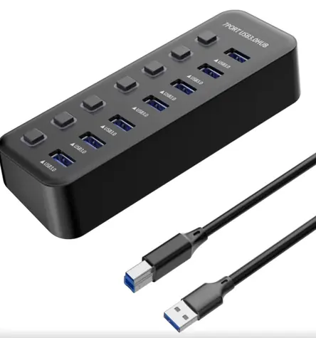 PremiumCord USB 3.2 Superspeed HUB 7-portový / Hub / USB 3.2 Gen 1 / 5 Gbps / vypínače portů