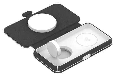 ER POWER Skládací nabíječka 3v1 černá / Cestovní nabíječka / MagSafe a Qi / telefon, hodinky, sluchátka