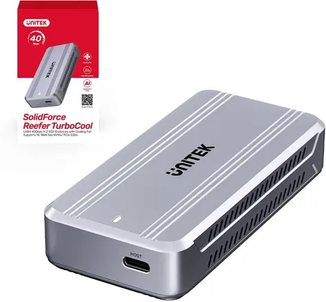 Unitek Externí box pro SSD M.2 NVMe stříbrný / Externí box / USB4 Gen 3x2 / 40 Gbps / do 8 TB