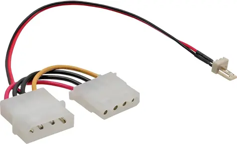 InLine Redukční kabel 3-pin ventilátor na 2x Molex 4-pin / Kabel / 0,3 m