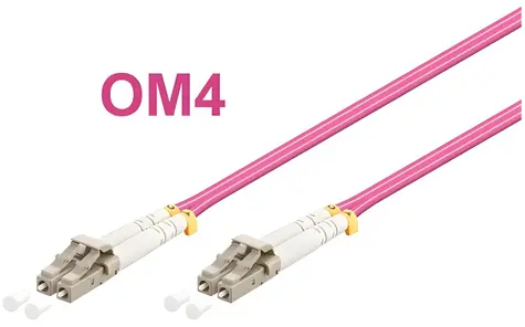 OEM Optický patch kabel duplex LC-LC růžová / Optický patch kabel / 50/125um MM / OM4 / Duplex / 2m