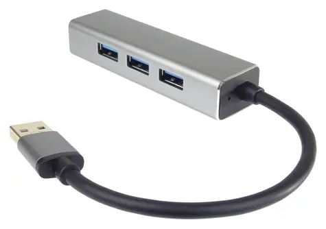 PremiumCord USB 3.0 HUB 4-portový stříbrná / USB hub / 4x USB 3.0 / 5 Gbps