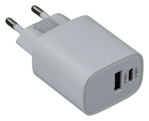 iGET PA20 bílá / Napájecí adaptér / USB-C + USB-A / 20W / Power Delivery