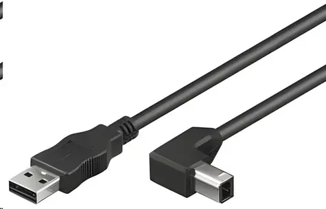 PremiumCord Kabel USB 2.0 A-B, zahnutý konektor 90° / Kabel / USB 2.0 / 0.5 m