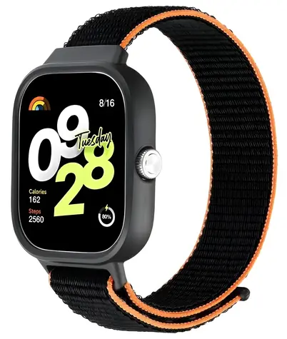 Beline Řemínek pro Redmi Watch 4 černo-oranžová / Náhradní řemínek / Nylon / Suchý zip