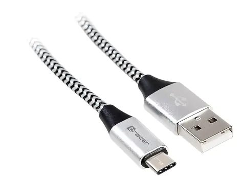 USB kabel USB-A - USB-C černo-stříbrný / Datový kabel / USB 2.0 / 1 m