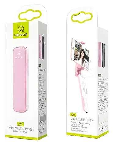 USAMS ZB052 M1 Mini zelená / Selfie tyč / 3.5mm jack / Nerezová ocel