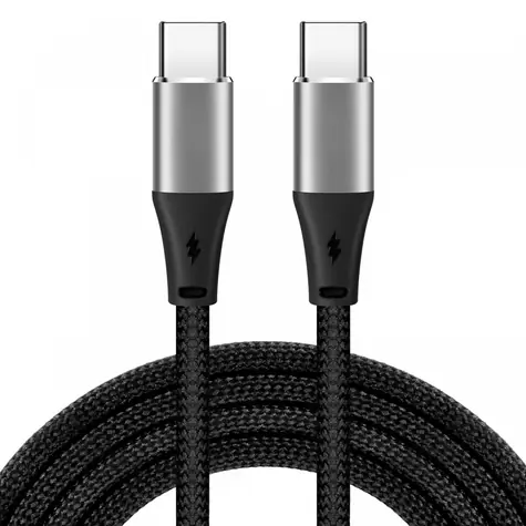 Kabel USB-C - USB-C 1 m černá / Kabel / textilní oplet / 3 A / USB 2.0