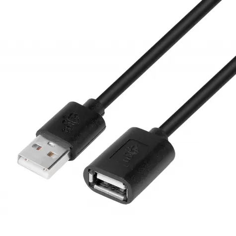 Prodlužovací kabel USB AM-AF černý / Prodlužovací kabel / AM-AF / 1,8 m
