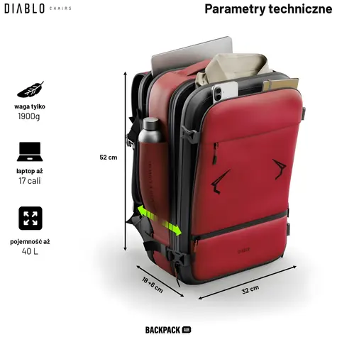 Diablo Chairs Backpack Air vínová / Batoh / multifunkční / podtlakové oddělení / do 17