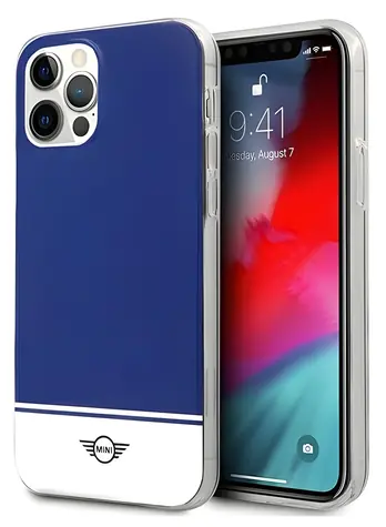 Mini Morris Stripe Collection pro iPhone 12 Pro Max tmavě modrá / Tvrzené pouzdro / Polykarbonát a TPU