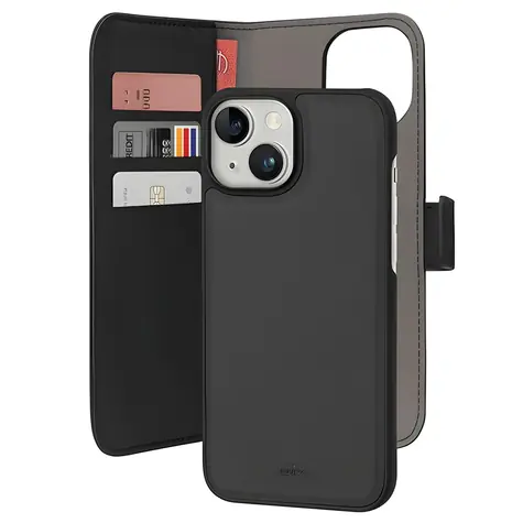 Puro Wallet Detachable černá / Pouzdro / MagSafe / 2v1 s peněženkou / iPhone 15 Plus, 14 Plus