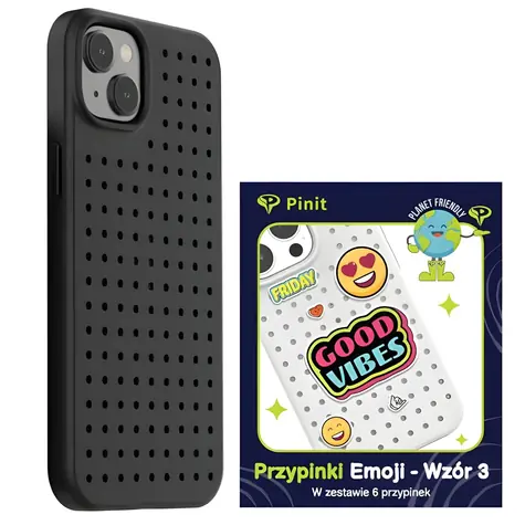 Pinit Dynamic Case + Emoji Pin černá / Pouzdro / Apple iPhone 14 Plus, 15 Plus 6.7
