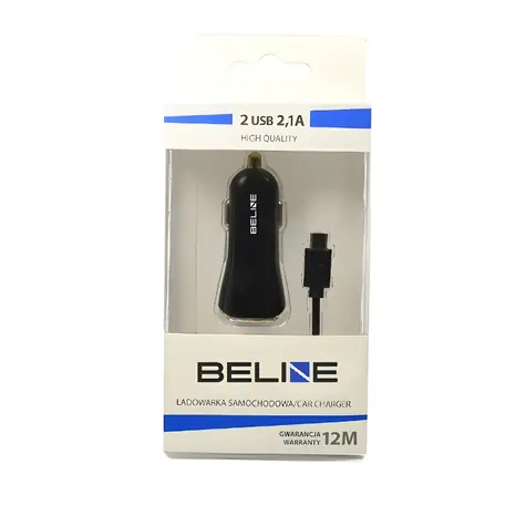 Beline Autonabíječka 2xUSB + USB-C černá / Autonabíječka / 2,1A / kabel USB-C 100 cm