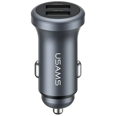 USAMS CC320 Tarnish / Autonabíječka / 2x USB-A / 2,4 A / hliník