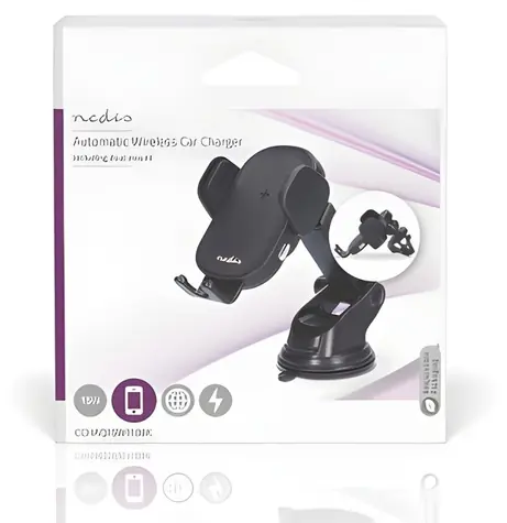 Nedis Bezdrátová nabíječka do auta s držákem / Nabíječka do auta / 15 W / USB-C kabel 1 m