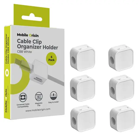Mobile Origin CB8 bílá / Organizér kabelů / magnetický / samolepicí / sada 6 ks