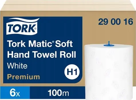 Tork 290016 bílá / Papírová utěrka v roli / 100 m / šířka 210 mm / O 19 cm