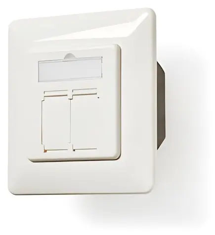 Nedis síťová zásuvka CAT6a 2x RJ45 bílá / Síťová zásuvka / Zápustná montáž / Pozlacené kontakty