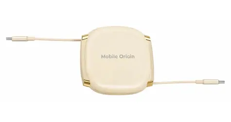 Mobile Origin CB7 béžová / Samonavíjecí kabel / USB-C na USB-C / 100 W / 1 m