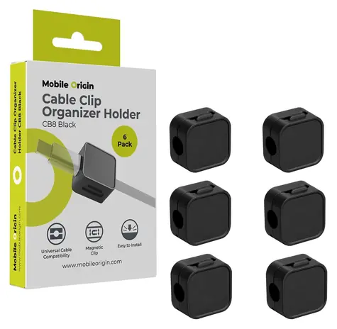 Mobile Origin CB8 černá / Organizér kabelů / magnetický / samolepicí / 6 ks